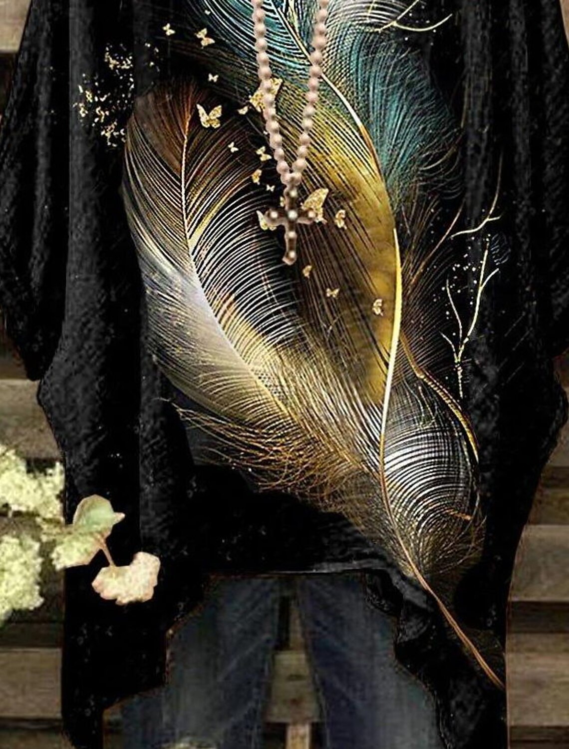 Women's Plus Size Shirt Blouse Chiffon Vintage Holiday Casual Print Dolman Sleeve 3/4 Length Sleeve Crew Neck Daily Weekend Summer Spring Fall