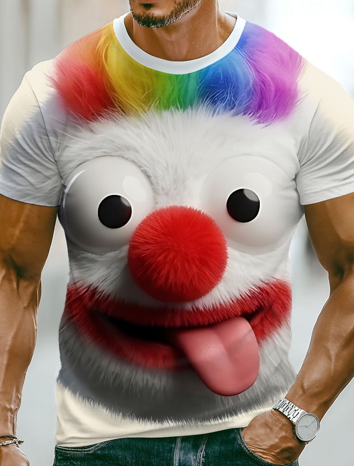 Men's 3D Human face T Shirt Short Sleeve T shirt 3D Print Crew Neck Shirt Exaggerated Designer Casual Daily Club Blue Black Red Summer Spring All Seasons Clothing Apparel S M L XL XXL XXXL