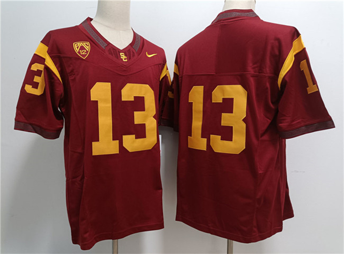Men's None Red 2024 college football Caleb Williams #13 official