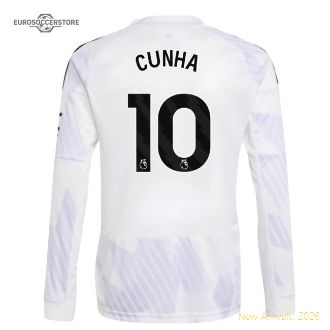 Official 2025-2026 Man Utd Long Sleeve Away Shirt (kids) (cunha 10)