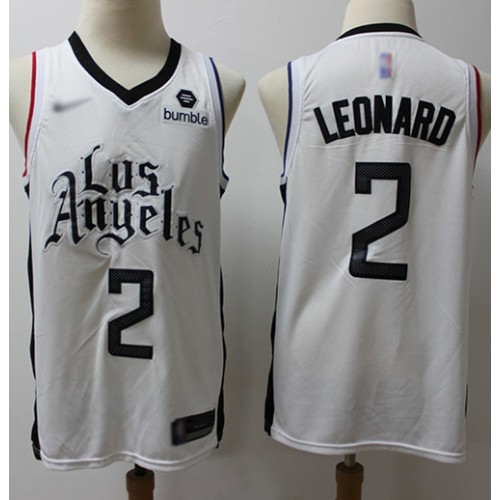 White LAC Kawhi Leonard #2 Nike Fan Edition Jersey Game Day Wear