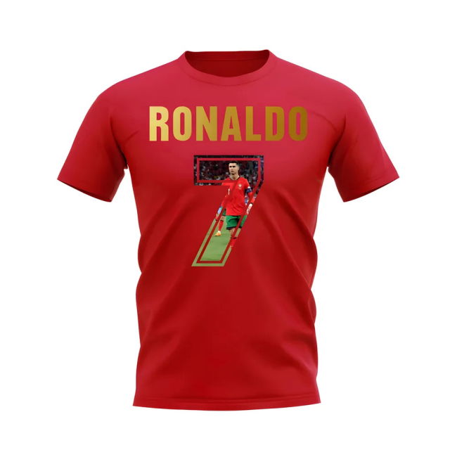 Cristiano Ronaldo Name And Number Portugal T-Shirt (Red)