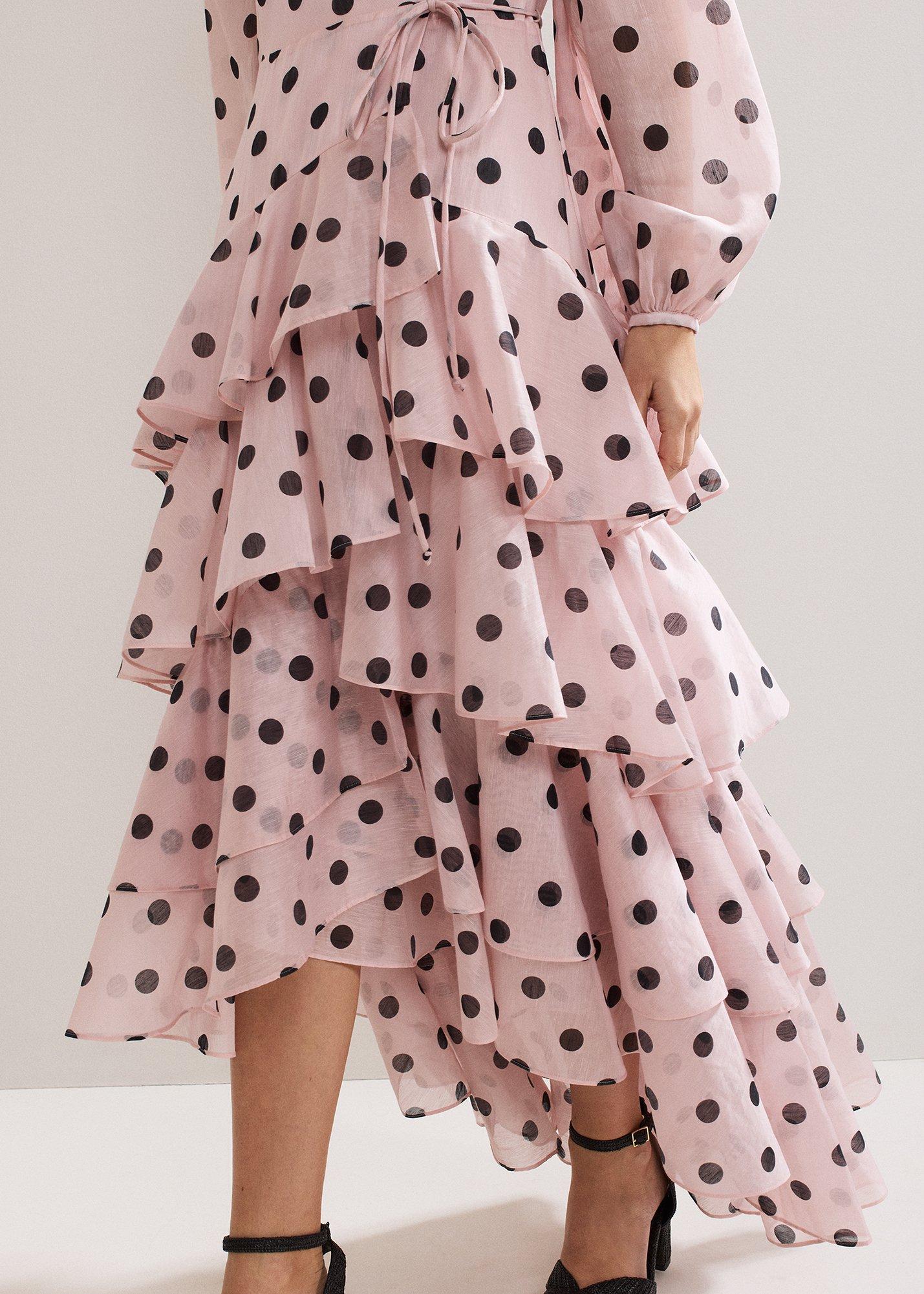 Simone Spot Ruffle Maxi Dress