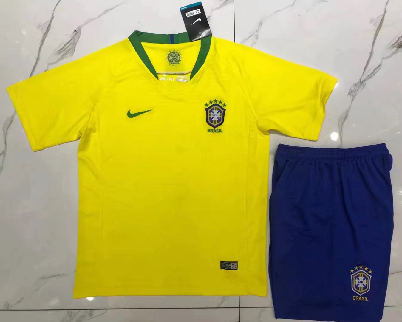 Durable Kids Brazil Home 2018 World Cup Soccer KitShirtShorts