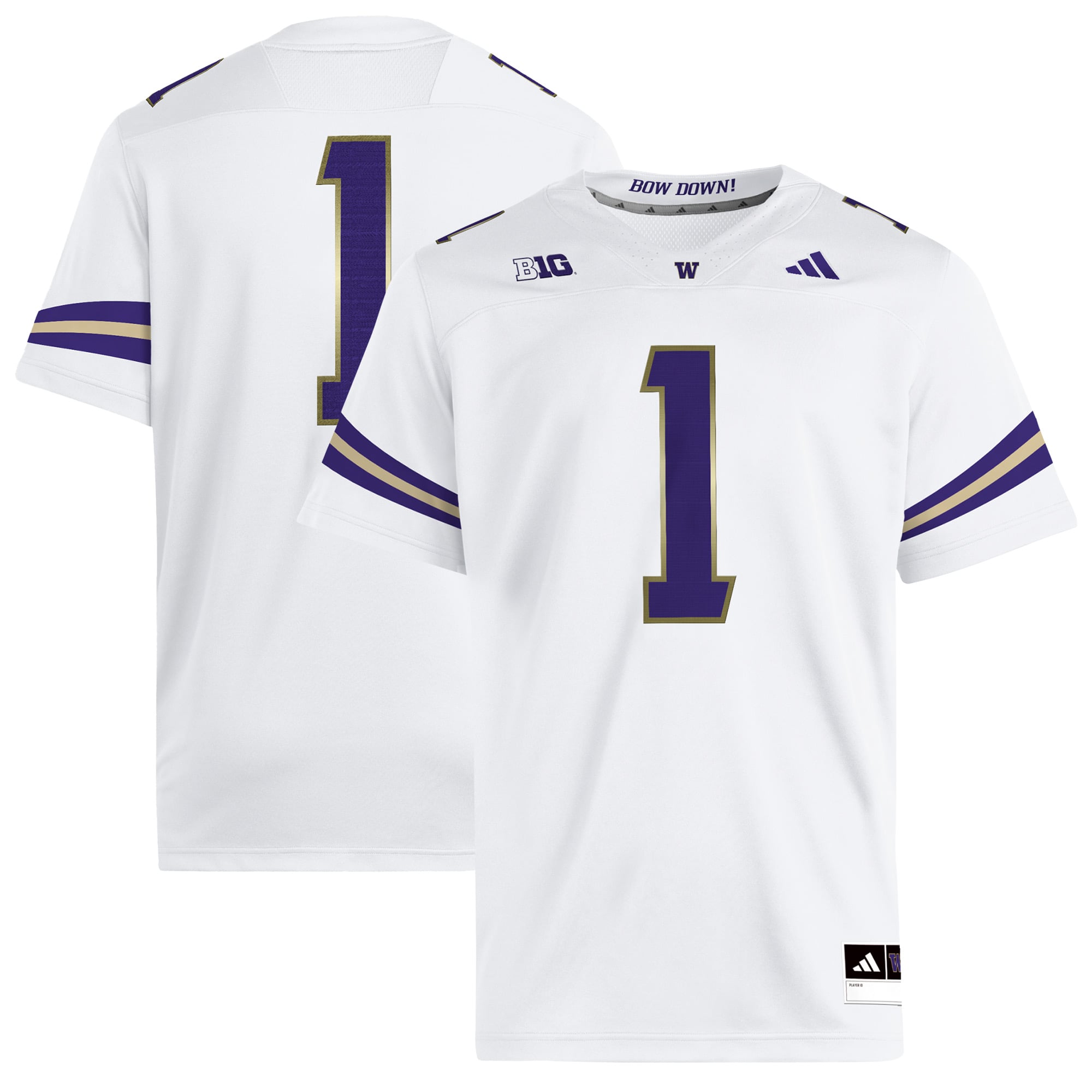 #1 Washington Huskies adidas Premier Jersey - White