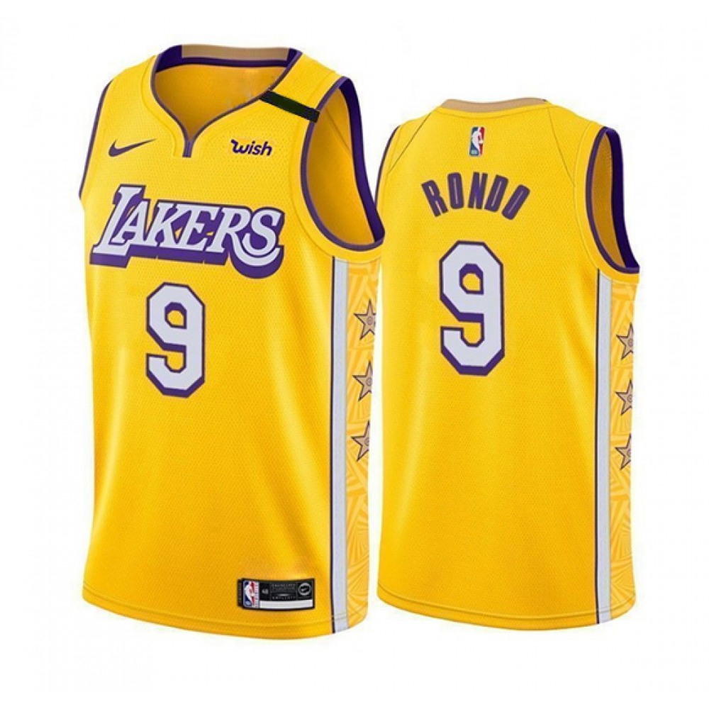Men's Los Angeles Lakers #9 Rajon Rondo Yellow Stitched Jersey