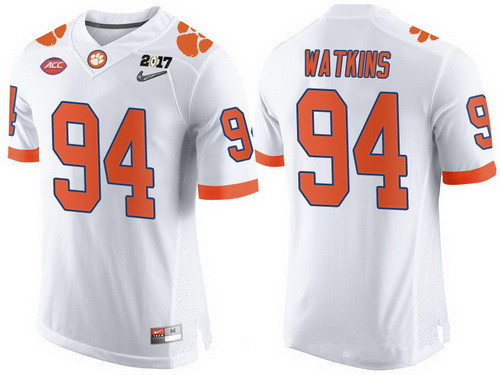 team authorized Men's Clemson Tigs Carlos Watkins #94 White 2017