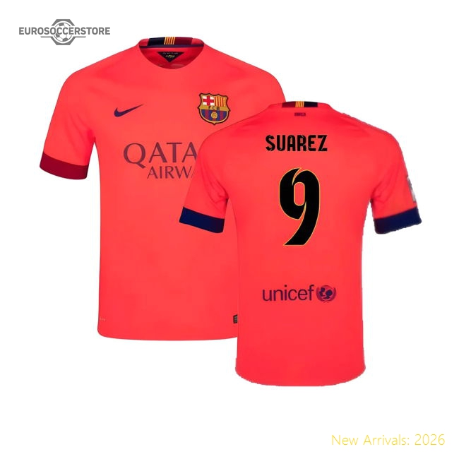 Outstanding Barca 2014-15 Second Jersey ((excellent) L) (suarez 9)