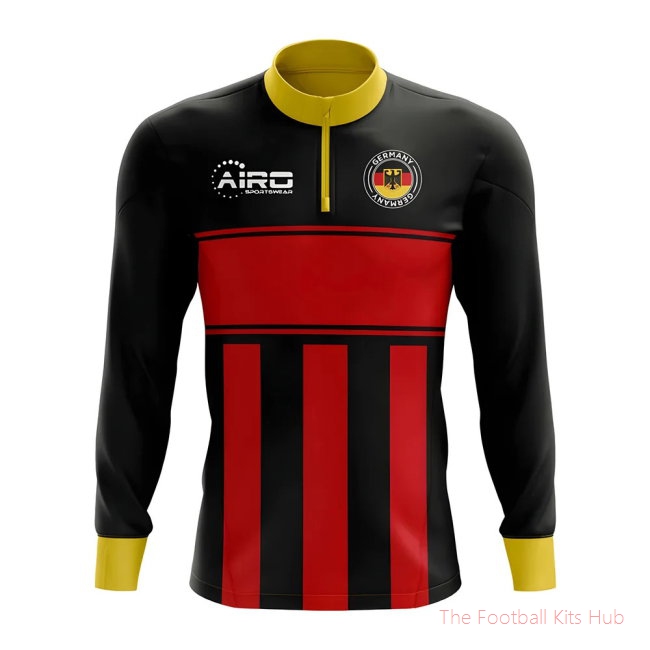 Germany Concept Football Half Zip Midlayer Top (Black-Red)