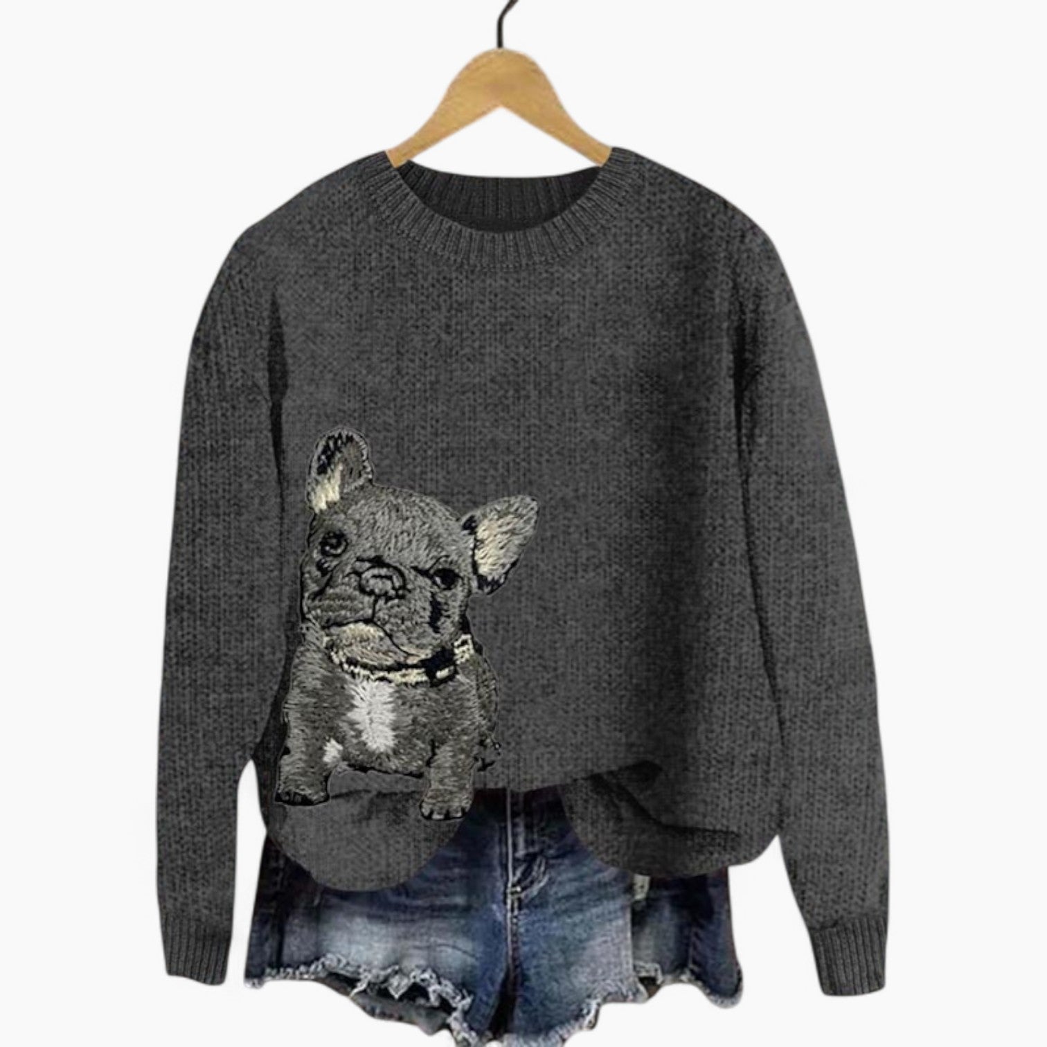 French Bulldog Lover Knitfren Women's Frenchie Sweater – Cozy 3d Dog