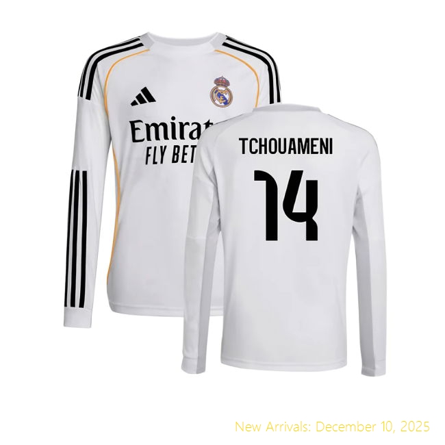 2025-2026 Real Madrid Home Shirt - Authentic Uniform (Tchouameni 14)...