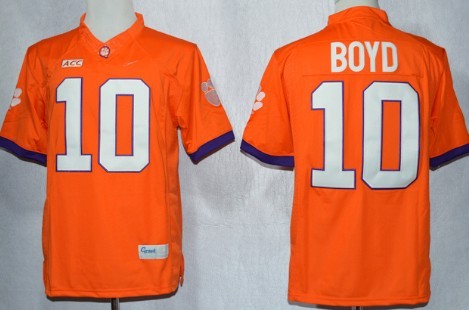Men's Clemson CLE Orange 2013 moisture wicking Tajh Boyd #10 stitched