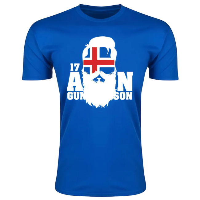 Iceland Aron Gunnarsson T-Shirt (Blue) Official Euro Oranje