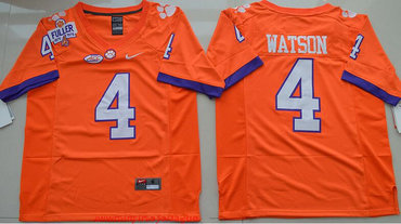 Men's Clemson CLE Orange 2016 alternate jersey Deshaun Watson #4