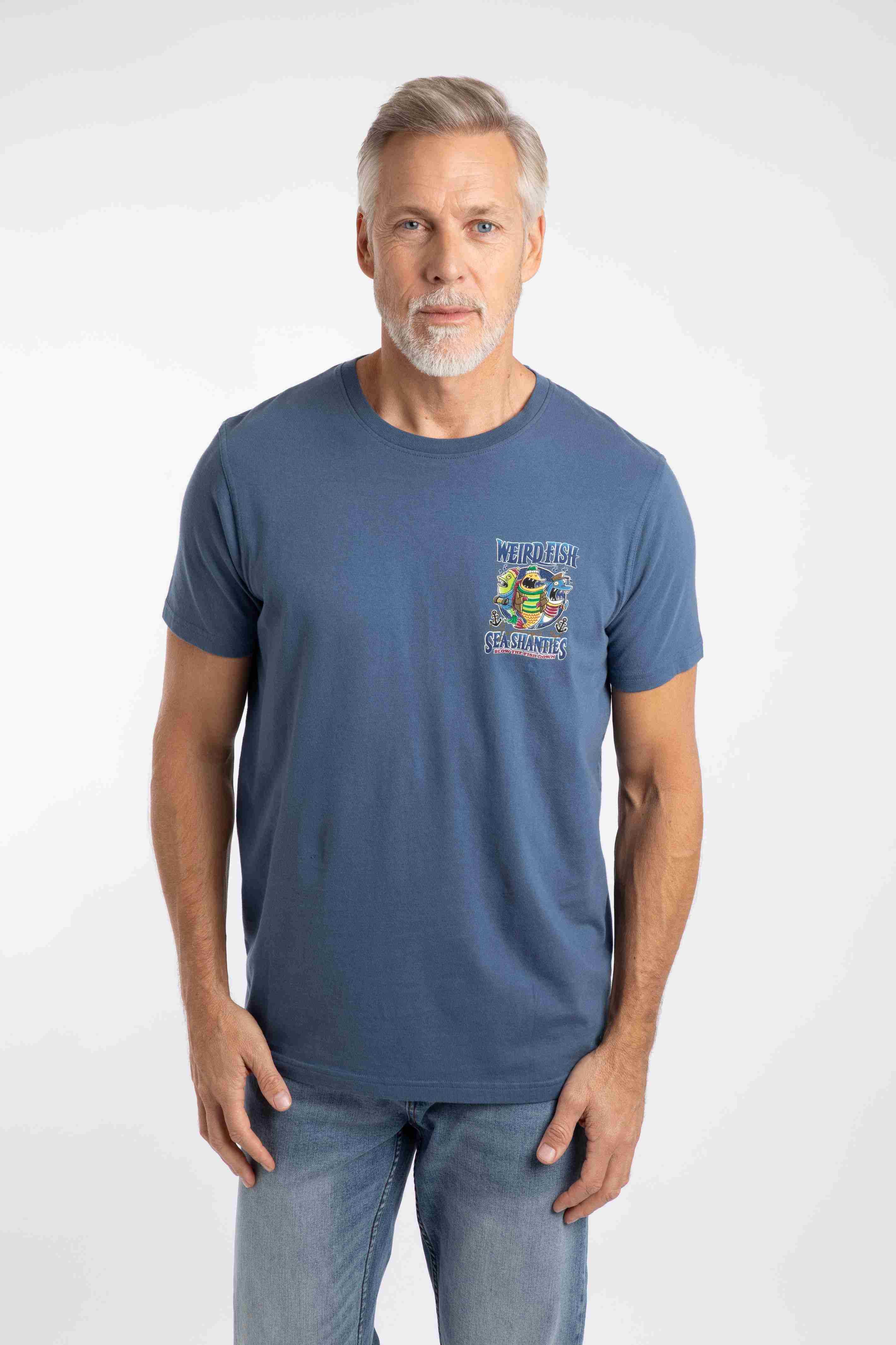 Sea Shanties Back Print Artist T-Shirt Ensign Blue