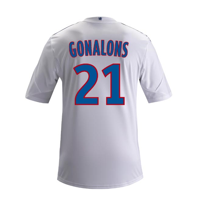 Breathable 13-14 Olympique Lyonnais 21 Gonalons Home White Jersey