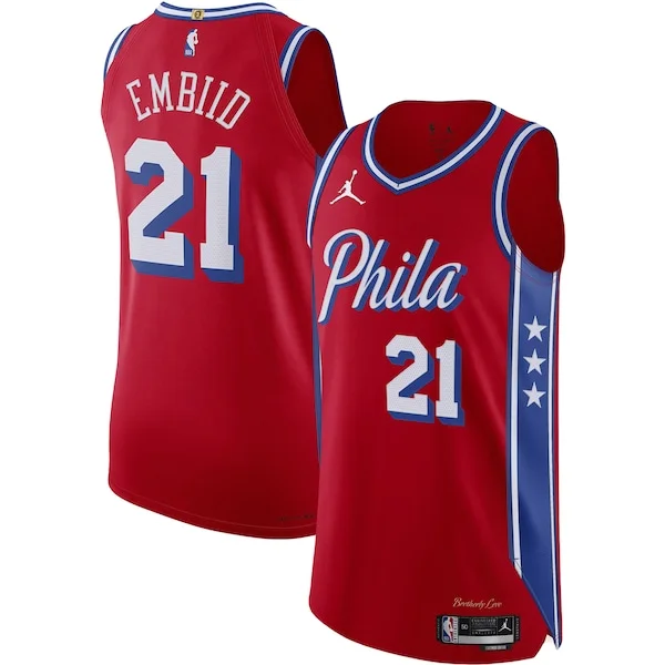 Joel Embiid PHI Authentic Jersey - stylish top-tier - Red game-day