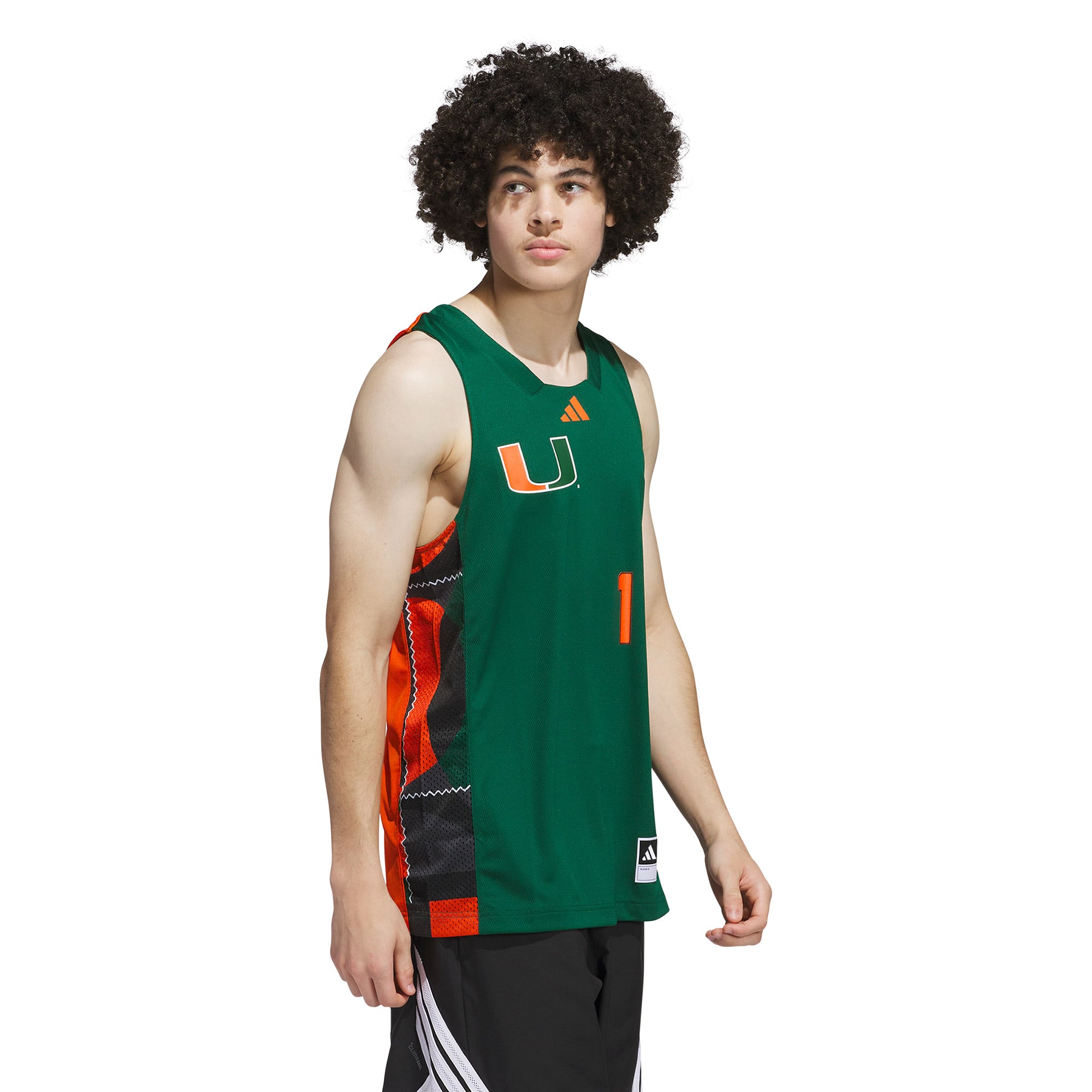 #1 Miami Hurricanes adidas Black History Month Basketball Jersey - Green/Orange