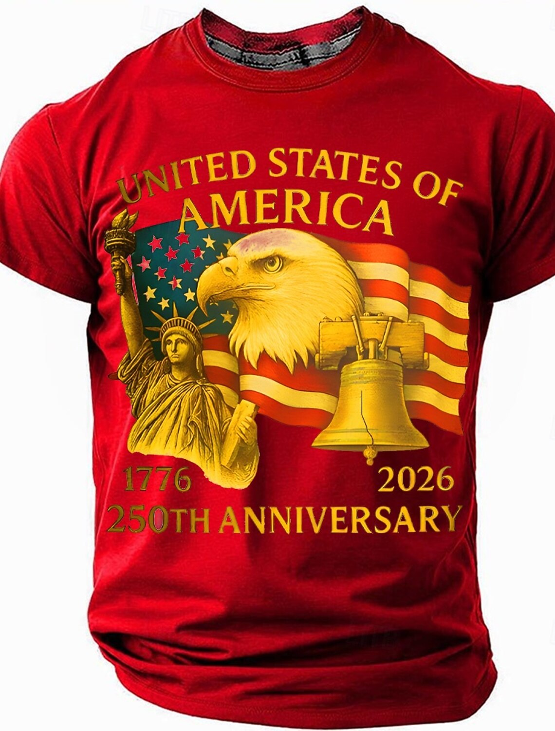 Men's American US Flag America's 250th Anniversary T Shirt Short