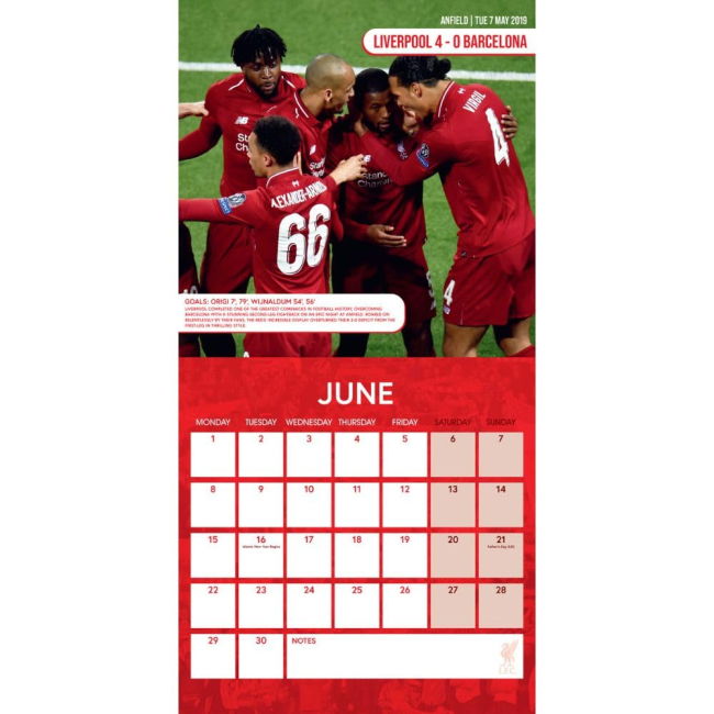 Adult Liverpool FC Legends Square Calendar 2026