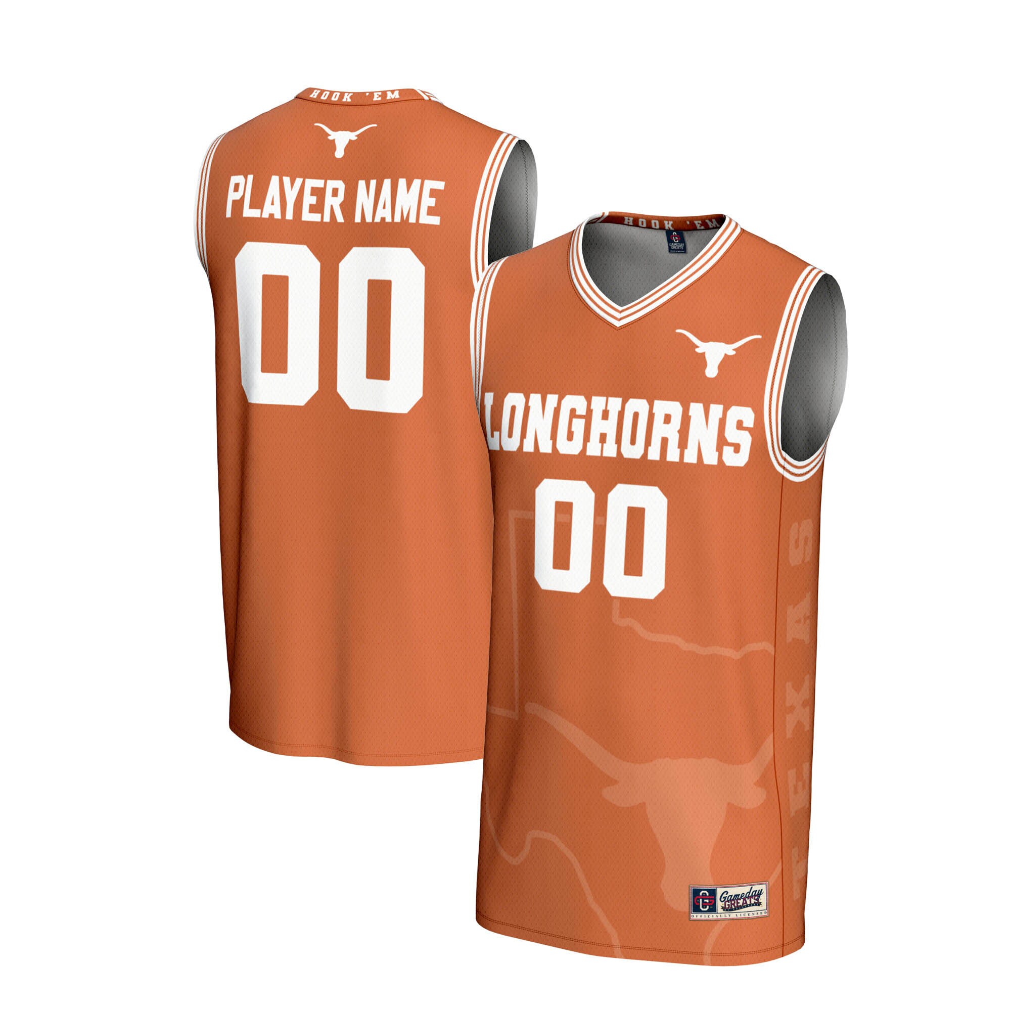 [DDG] Texas Longhorns GameDay Greats Youth NIL Pick-A-Player Men's Basketball Icon Print Lightweight Jersey - Texas Orange