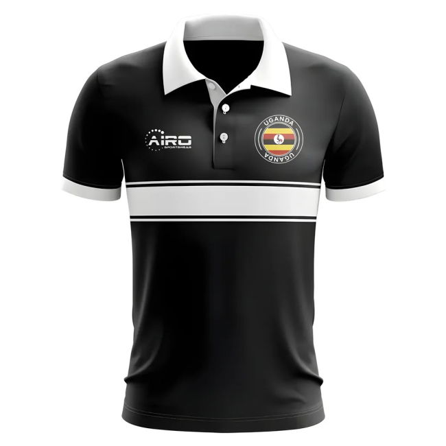 Climate-Control Aero-Dynamic Uganda Concept Stripe Polo Shirt (Black)