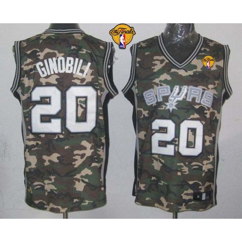 Spurs #20 Manu Ginobili Camo Stealth Collection Finals Patch Stitched NBA Jersey
