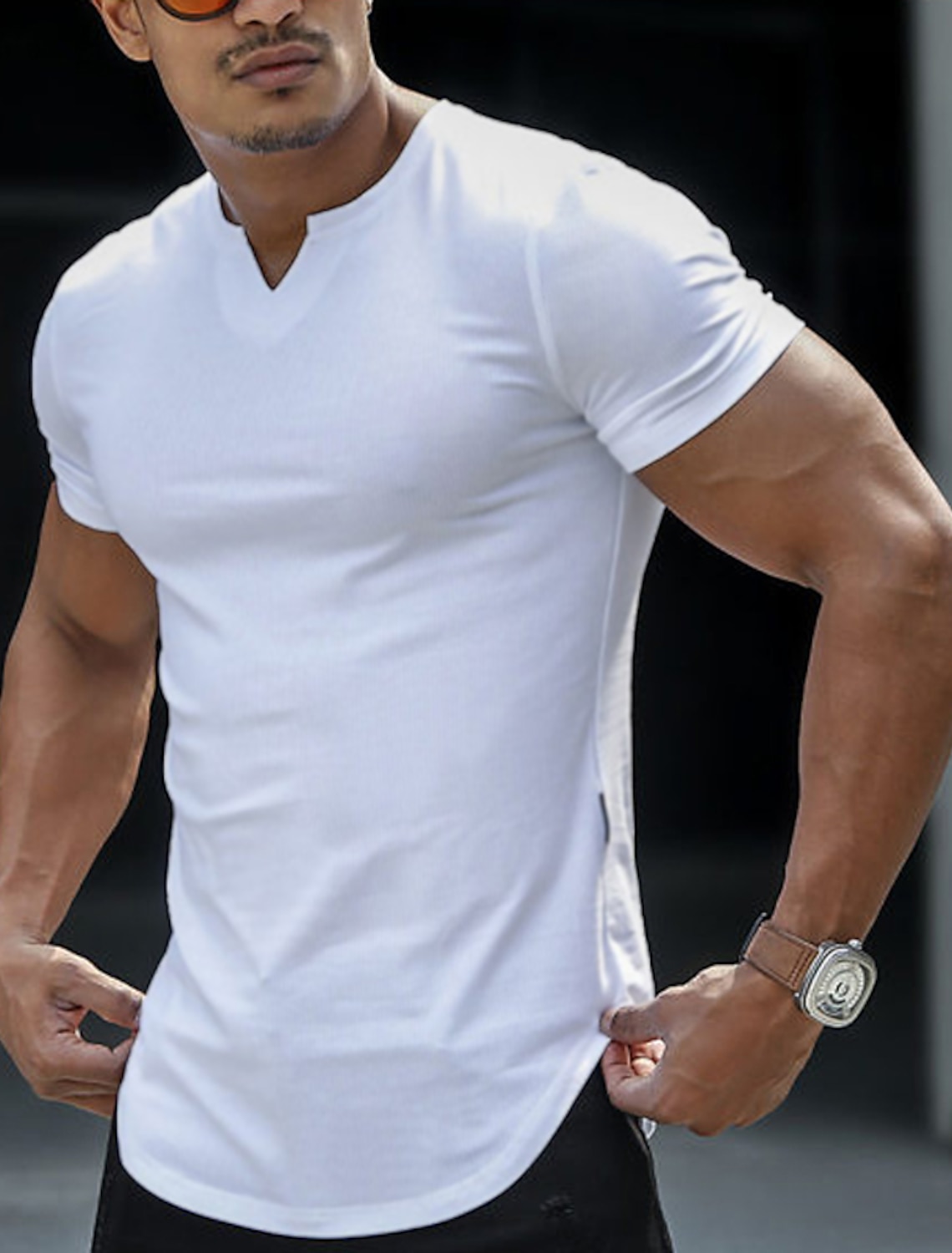 Men's T Shirt Short Sleeve V Neck Summer Plain Fashion Classic Comfortable Casual Street Sports Blue Black White Top Tee for Men