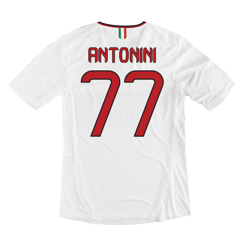 Comfort Fit 13-14 AC Milan 77 Antonini Away White Soccer Shirt