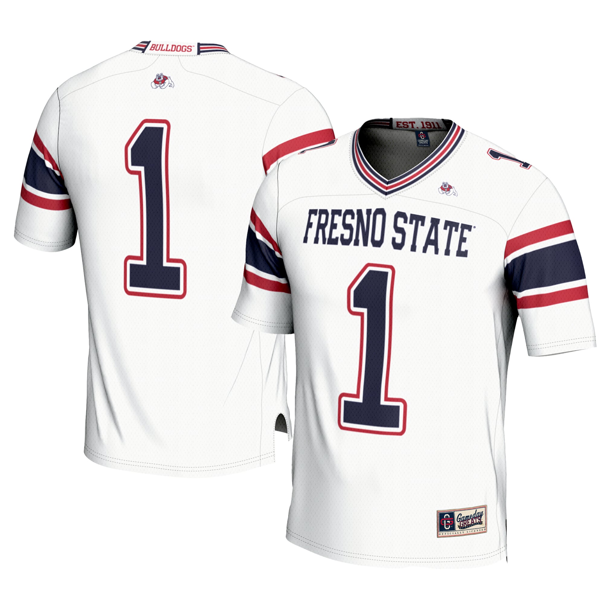 Youth #1 White Fresno State Bulldogs Football Jersey