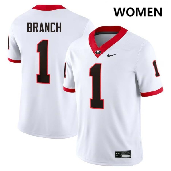 Women Georgia Bulldogs #1 Zachariah Branch White Nike Stitch Jersey