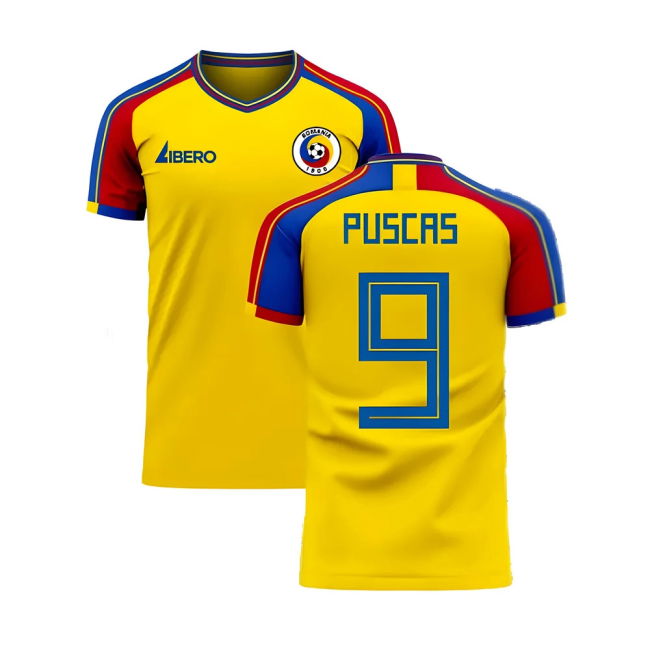 Romania 2025-2026 Home Concept Football Kit (Libero) (Puscas 9)