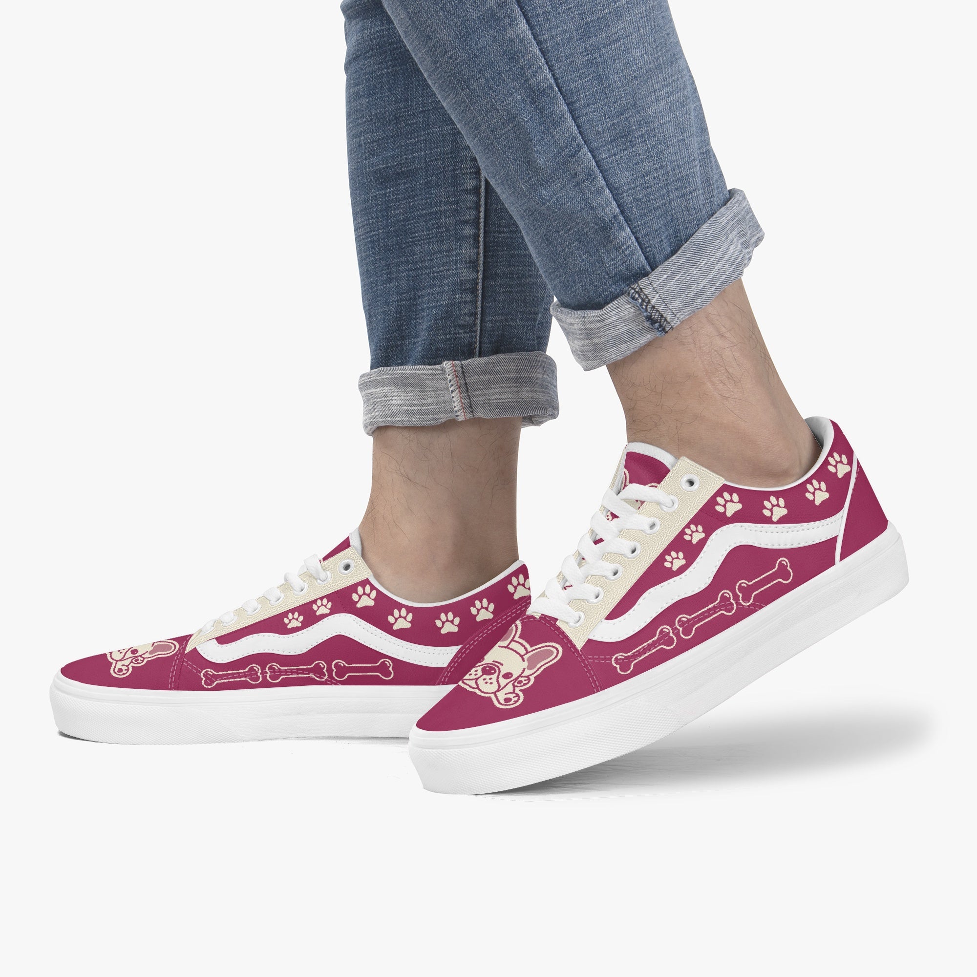 - Frenchie Lover Trendy Low-top Canvas Sneakers For Frenchie Fans