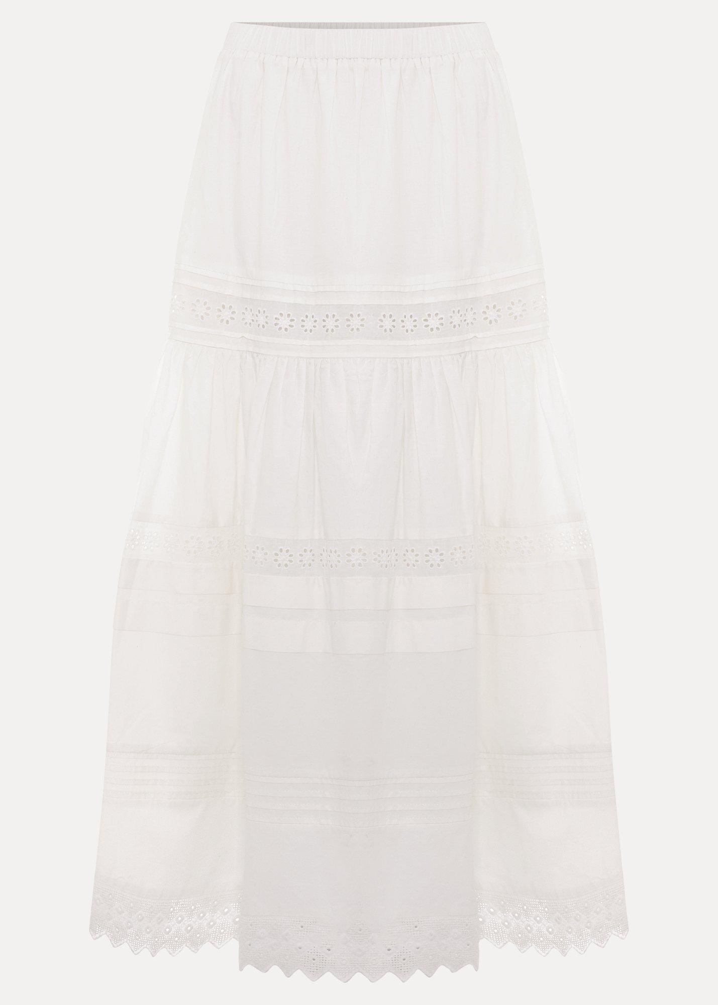 Rosa Broderie Tiered Cotton Skirt