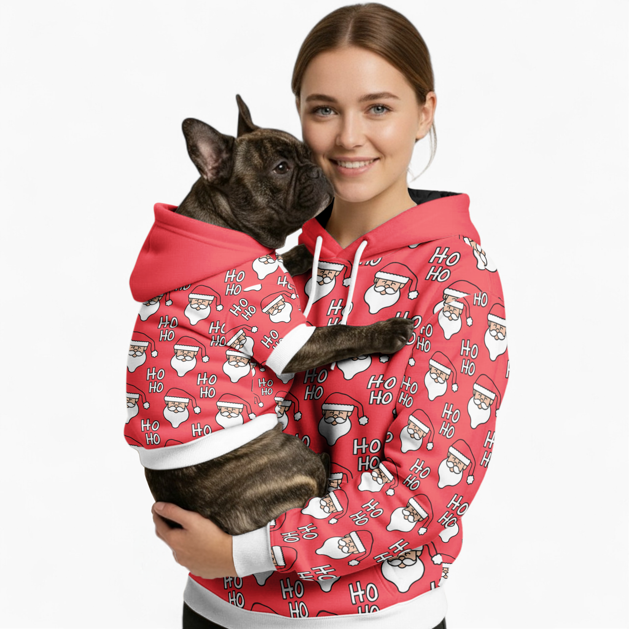 Bulldog Themed Dog Owner Santa - Everyday Human Hoodies Casual Wear