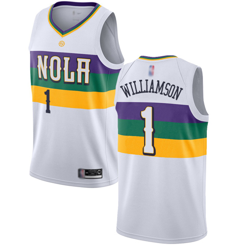 White Nike Zion Williamson #1 Pelicans Jersey - Mesh Fabric Quality