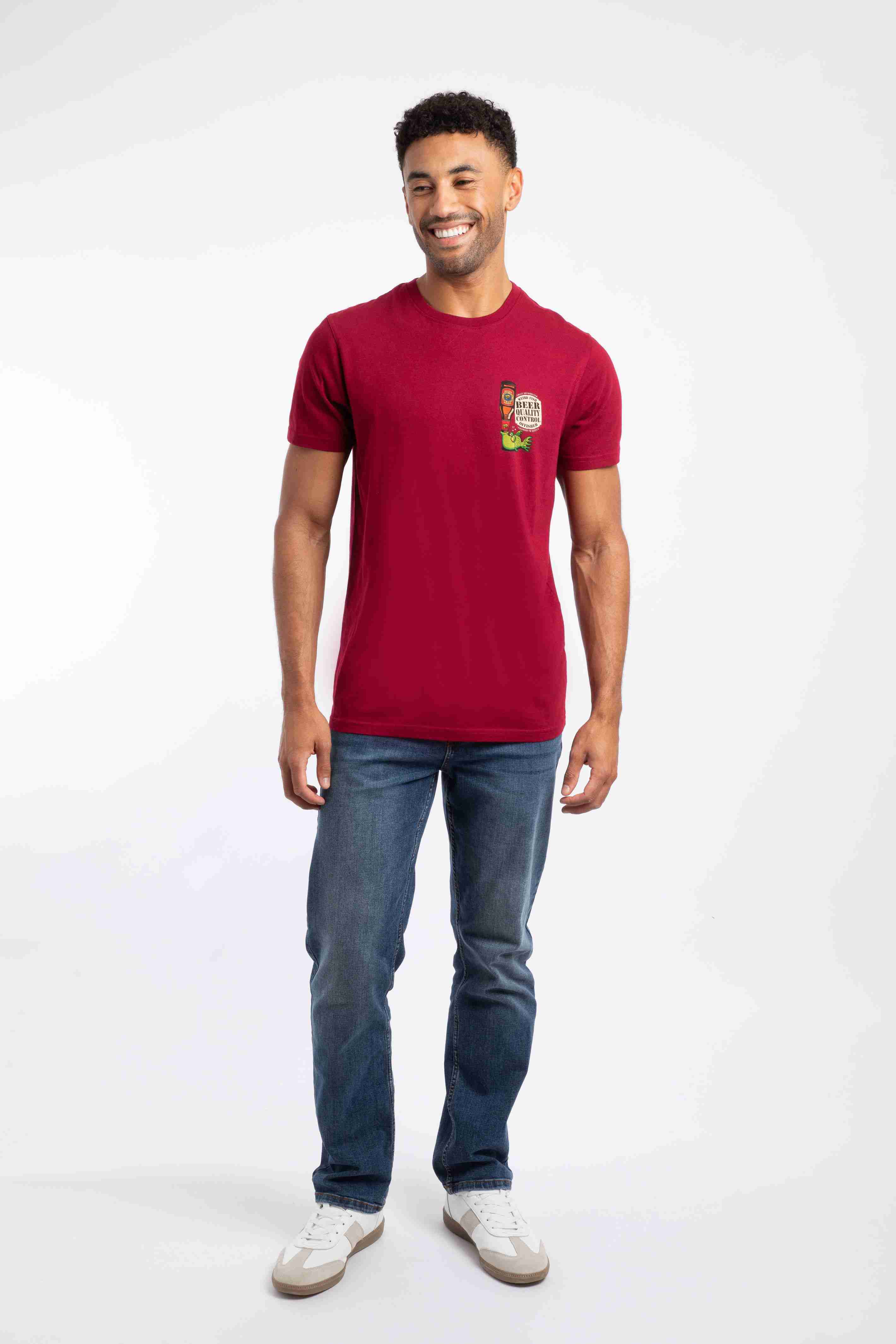 Beer Offisher Back Print Artist T-Shirt Garnet