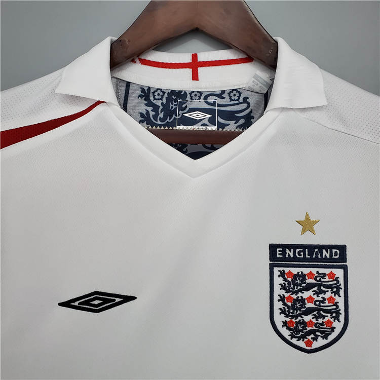 Moisture Wicking 2006 England Home White Retro Soccer Jersey Football