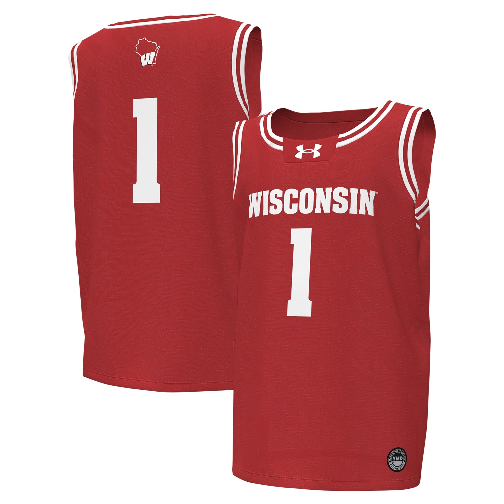 #1Wisconsin Badgers Under Armour Youth Replica Basketball Jersey - Red