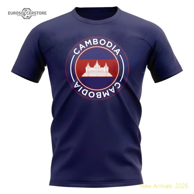 Premium-grade Cambodia Football Badge T-shirt (navy) - Fan Collection