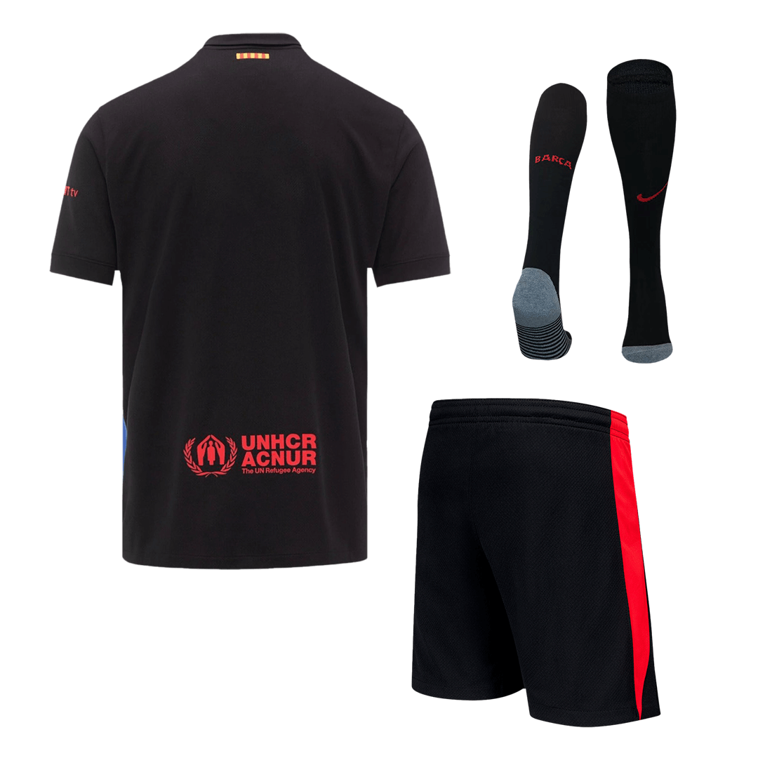 Barcelona Away Soccer Jersey Kit(Jersey+Shorts+Socks) 2024/25- Spotify