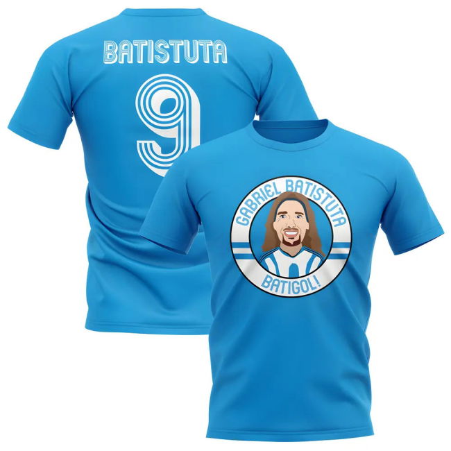 Professional Gabriel Batistuta Argentina Illustration T-Shirt (Sky)