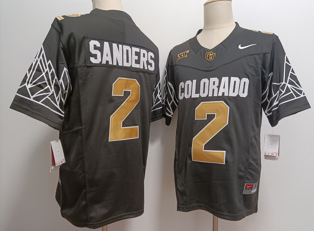 Men's None Black 2024 team authorized Shedeur Sanders #2 official