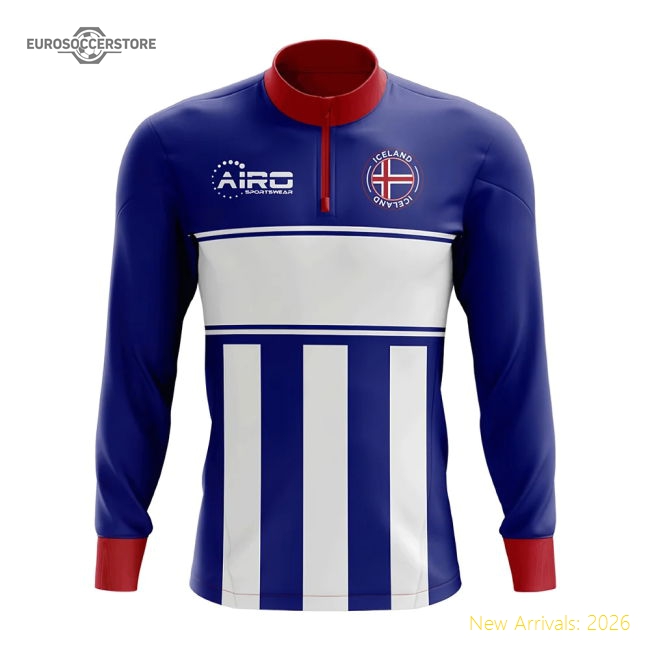 Iceland Concept Football Half Zip Midlayer Top (Blue-White)