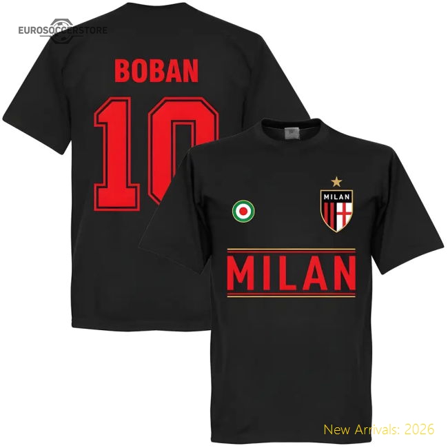 Ac Milan Boban 10 Team Casual Tee - Black - Great Value