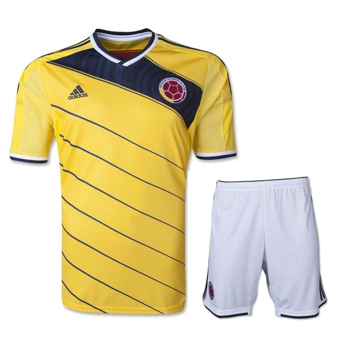 Premium Quality 2014 Colombia Home Yellow Jersey KitShirtShorts