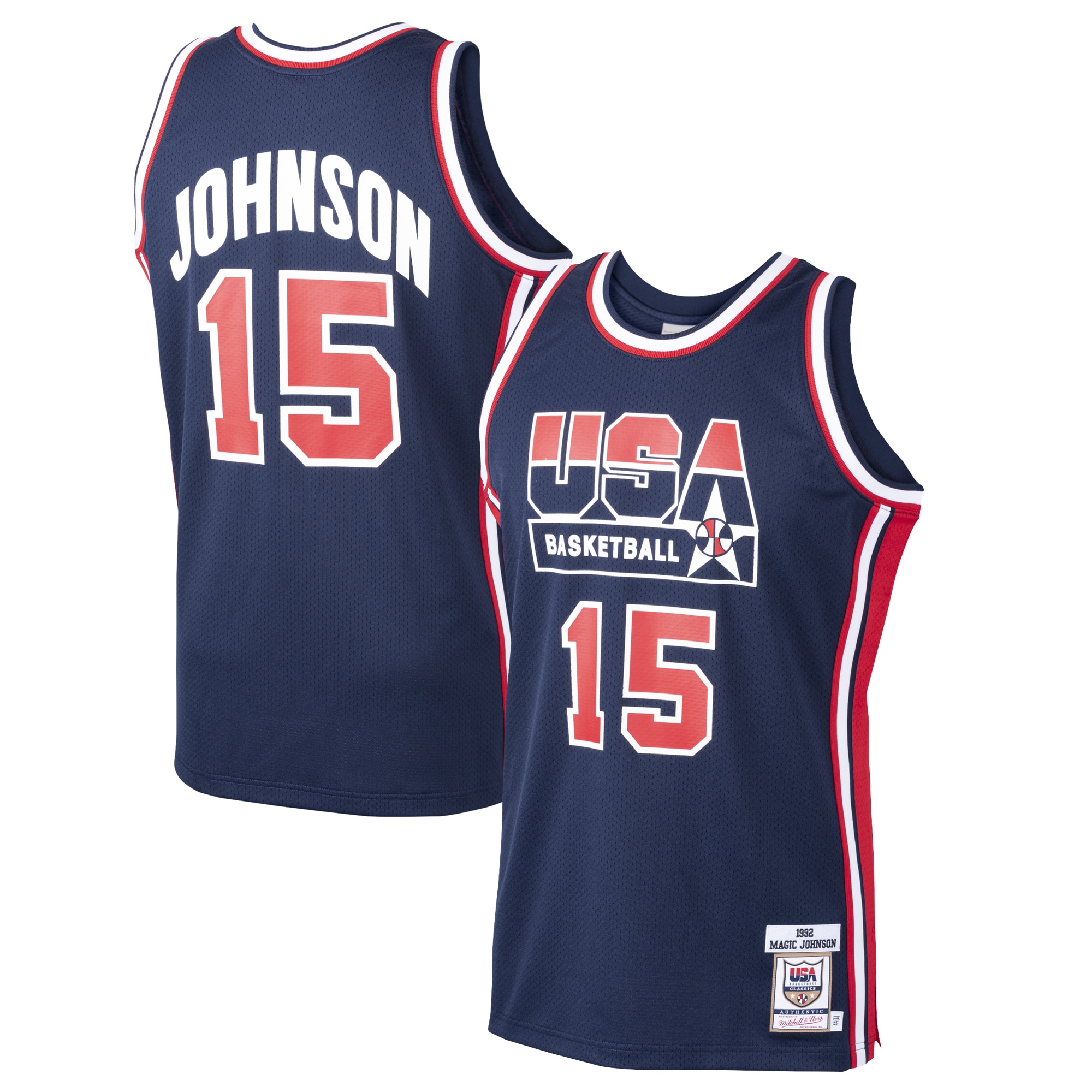 [JED] Women's Magic Johnson USA Basketball 1992 Dream Team Authentic Jersey - Navy