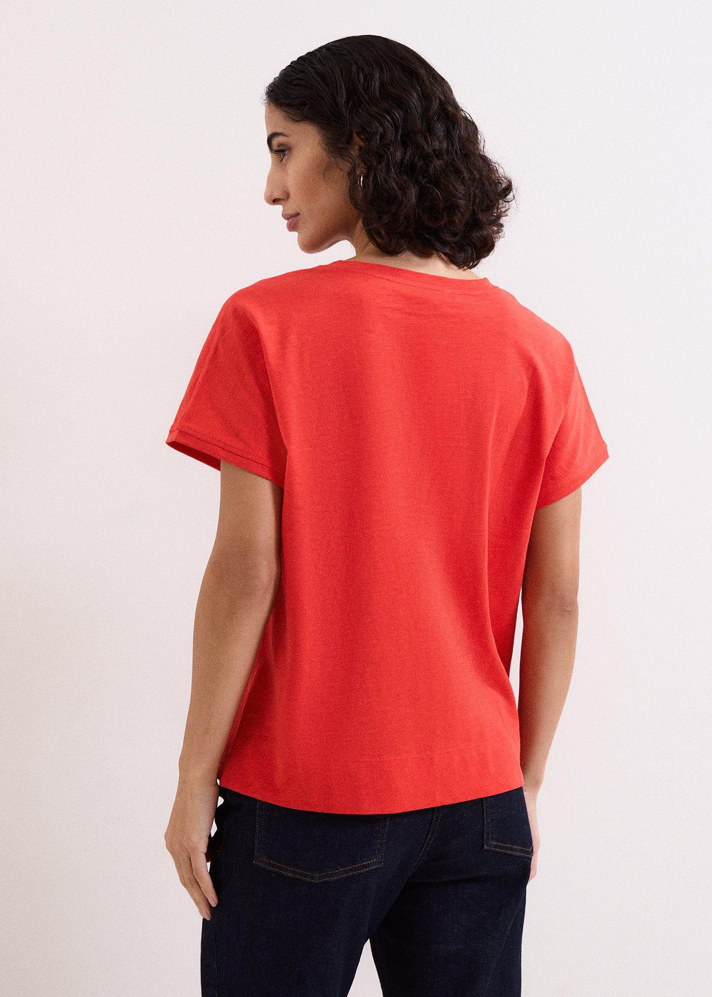 Saphiya Cotton Slub V Neck T-Shirt