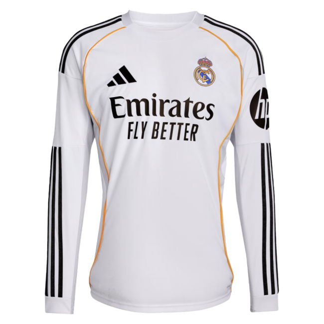 2025-2026 Real Madrid Long Sleeve Home Shirt (Arda Guler 15)