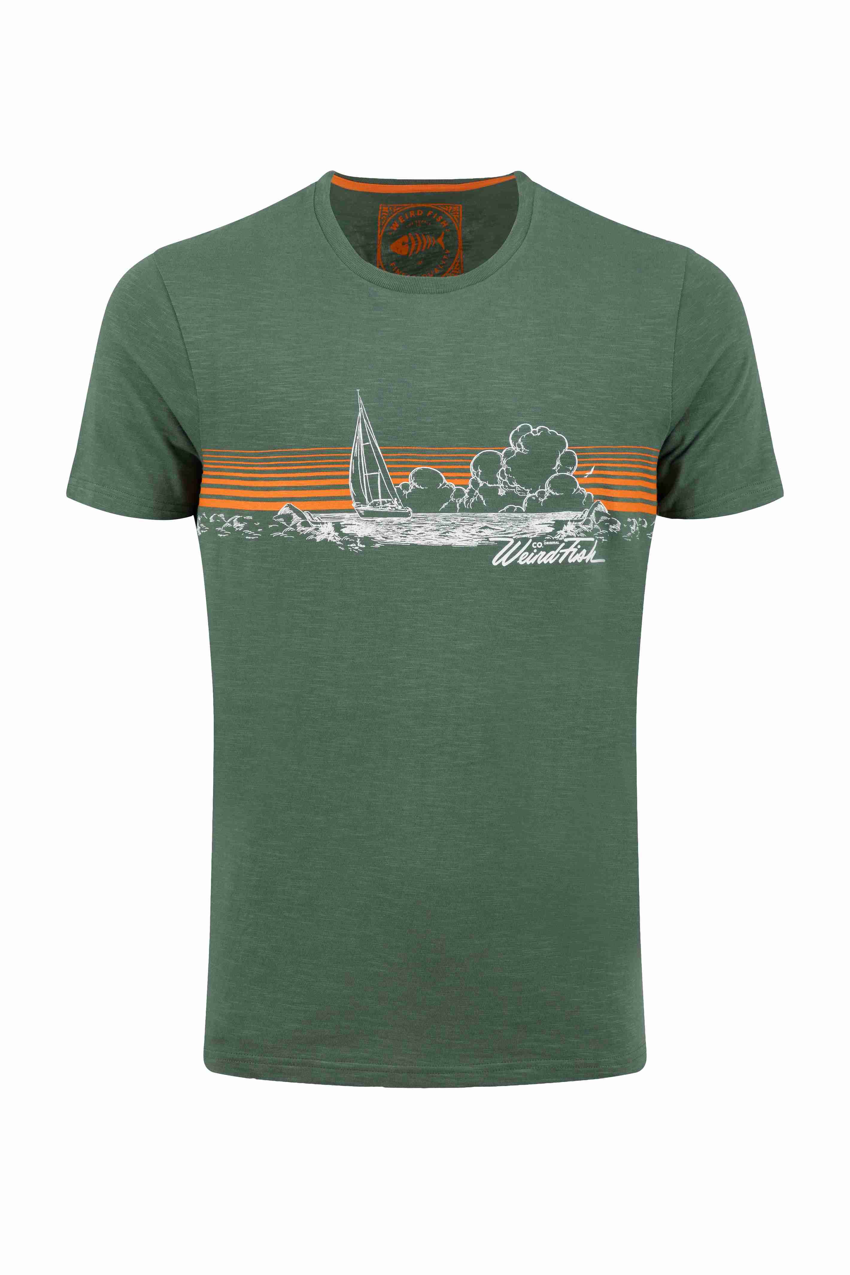 Nautical Sky Front Print Graphic T-Shirt Dusky Green